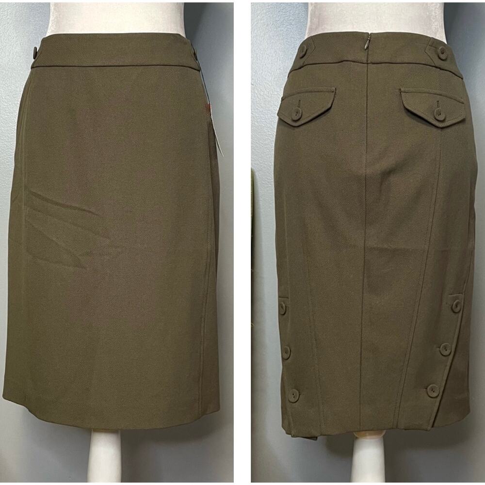 Etcetera Mushroom Brown/Green Straight Pencil Skirt NEW 4